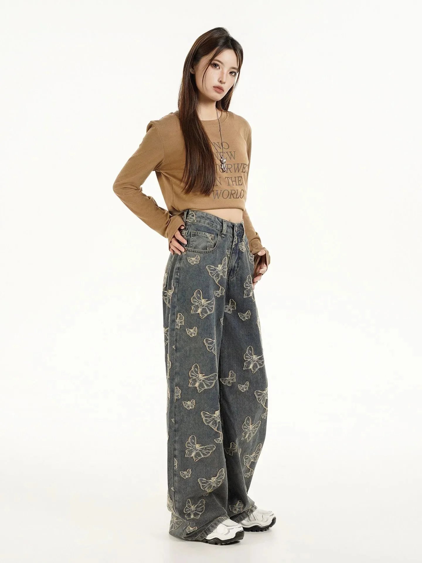 Gallery Dept. Butterfly Print Wide-Leg Jeans Blue - 2