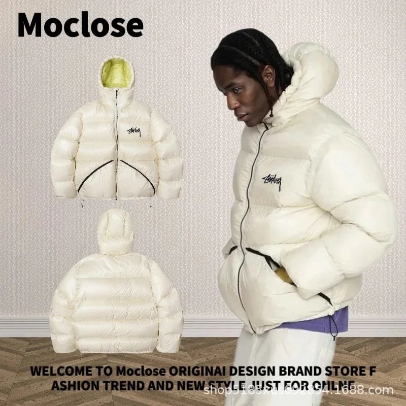 Stüssy x Moclose Puffer Jacket Off-White with Lime Green Lining Down-Jacket - 6