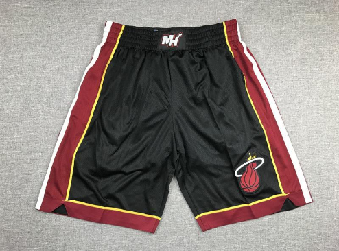 Miami Heat NBA Swingman Shorts Black Burgundy Yellow Shorts - 1