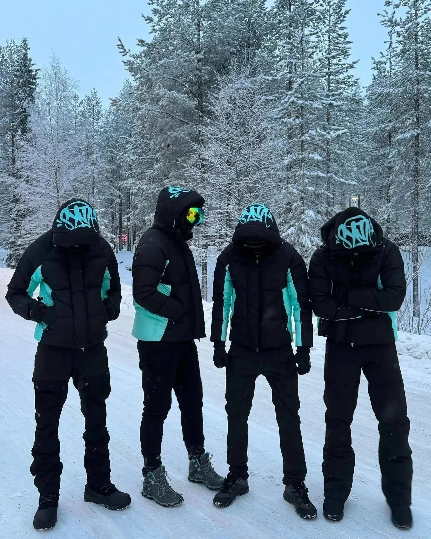 Corteiz x GRA Down Jacket Black Mint Graffiti Hooded Parka - 6