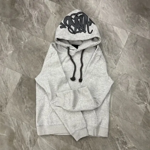 Corteiz Hoodie Gray with Black Graffiti Logo - 1
