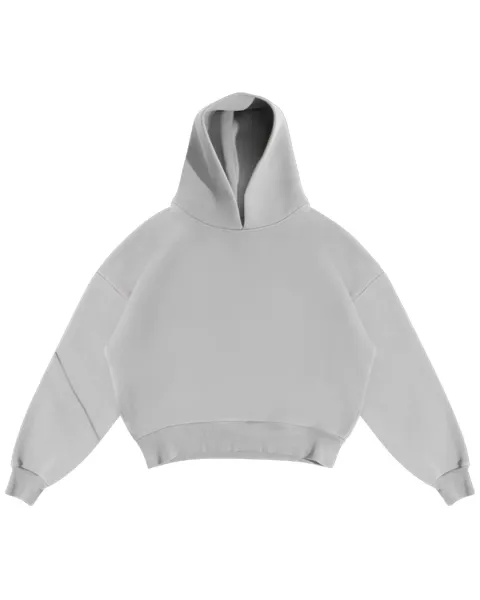 Design Cropped Zip-Up Hoodie Gray - 5