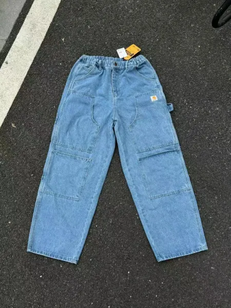 Carhartt Work In Progress Double Knee Carpenter Jeans Light Wash Blue - 4
