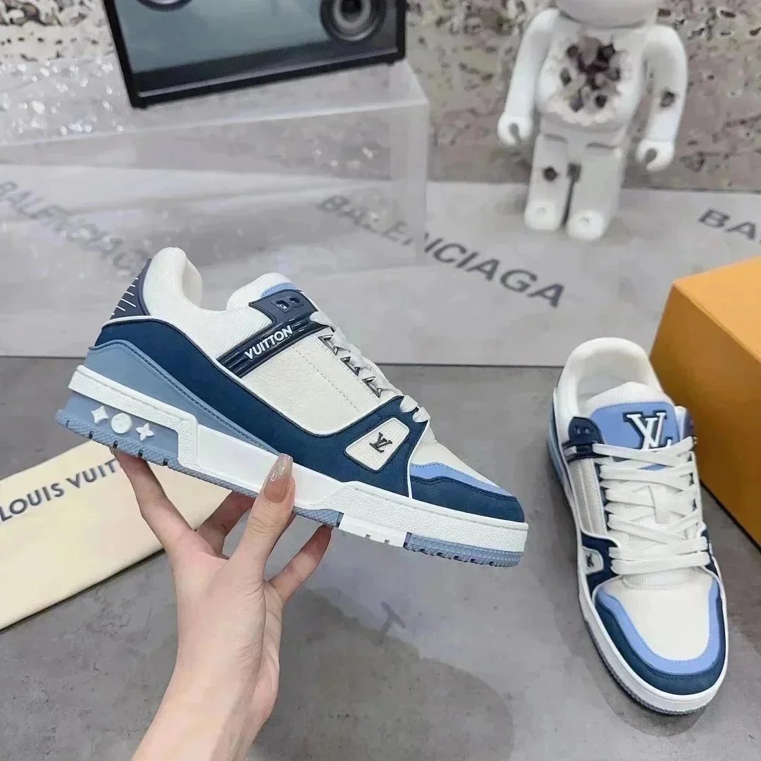 Louis Vuitton Trainer Low Blue and White Sneakers - 1