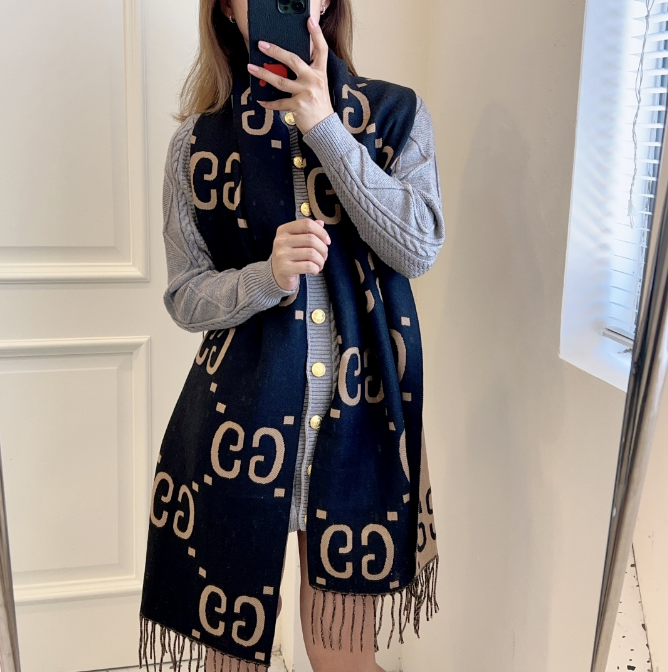 Gucci GG Marmont Cashmere Scarf Beige - 5