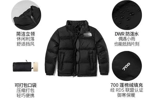 The North Face Down Jackets 1996 Nuptse Color-Block Puffer Jacket product detail image 3
