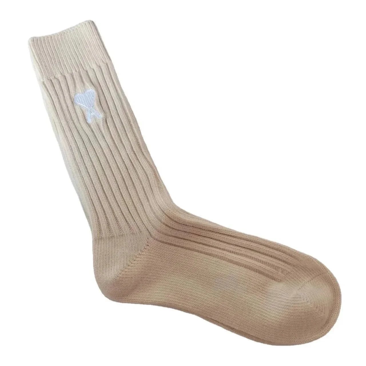 Comme des Garçons Play Heart Logo Ribbed Crew Socks White - 6