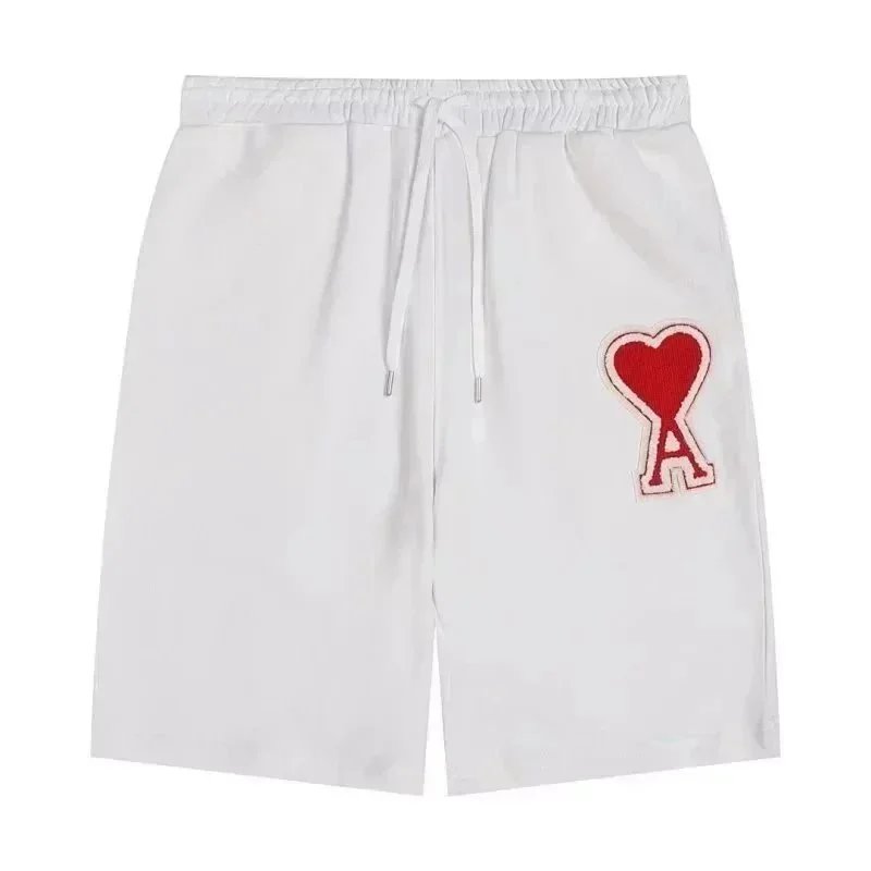 AMI Paris Heart Logo Embroidered Navy Shorts - 8