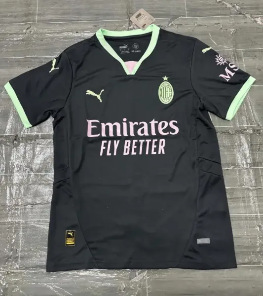 Puma AC Milan 2023-24 Third Jersey Black with Lime Green Accents - 1