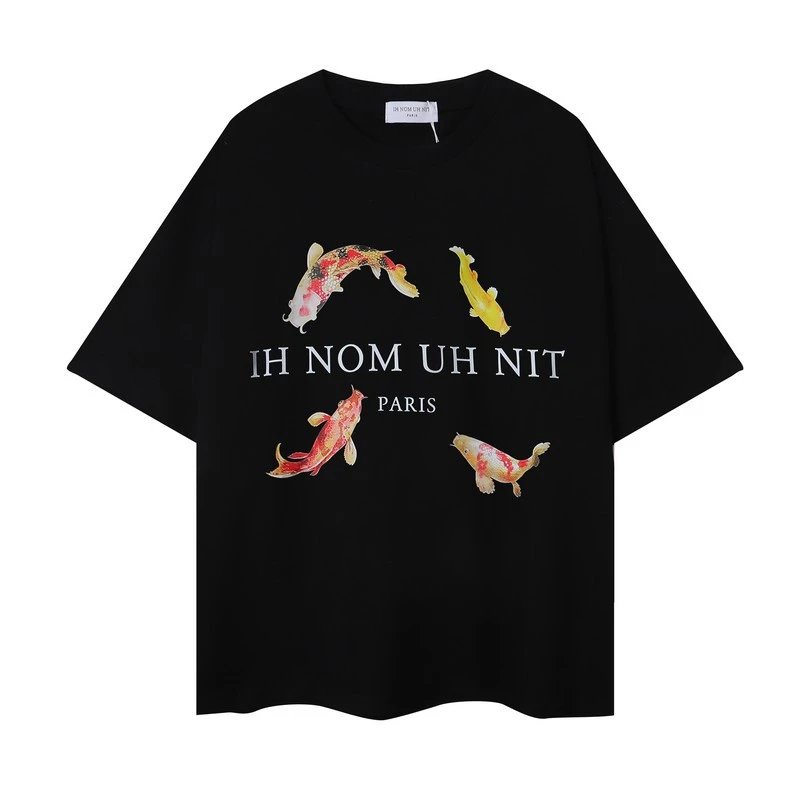 IH NOM UH NIT Koi Fish Print Oversized Black T-Shirt - 1