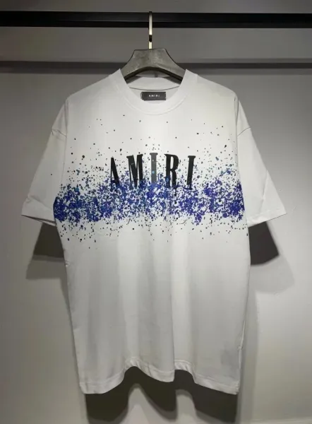 Amiri Splatter Print Logo T-Shirt White - 1