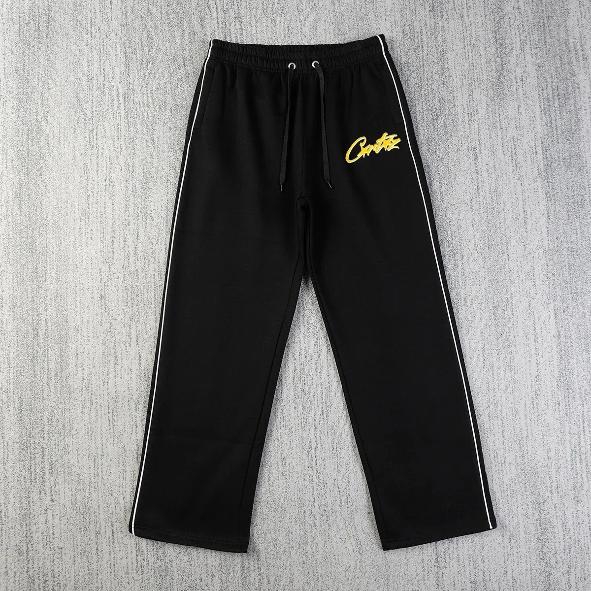 Corteiz Logo Embroidered Black Track Pants - 1