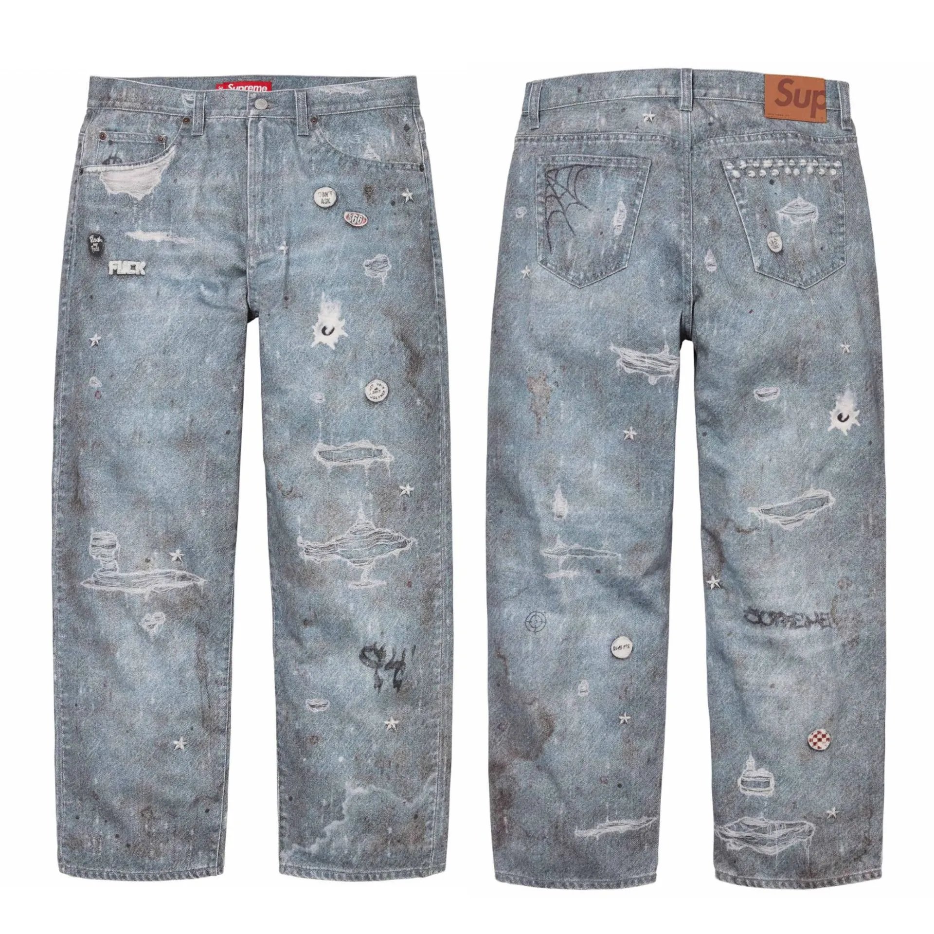 Supreme Shark Print Workwear Pants Green/White - 3