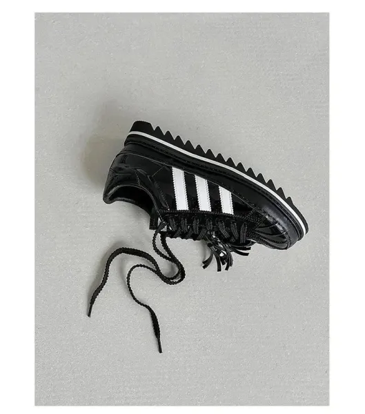 Adidas Originals Superstar Platform Patent Black White Sneakers - 7