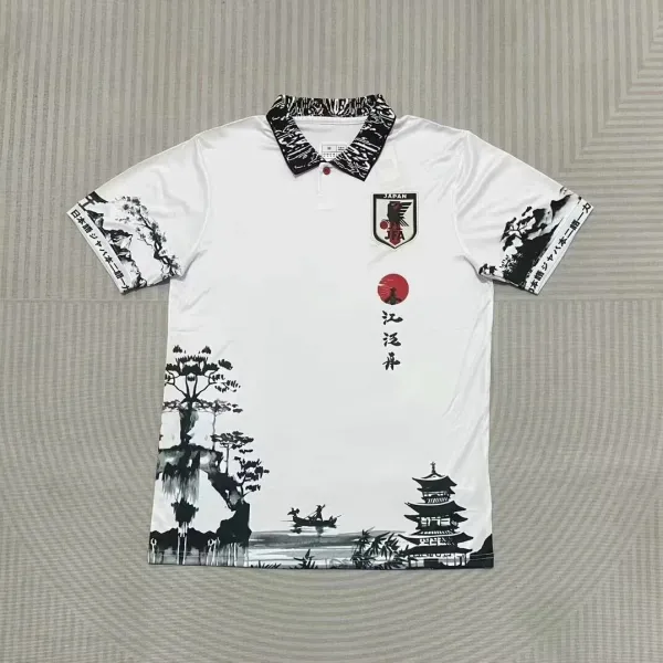 Japan National Team x Ink Wash Art White Polo Shirt - 1