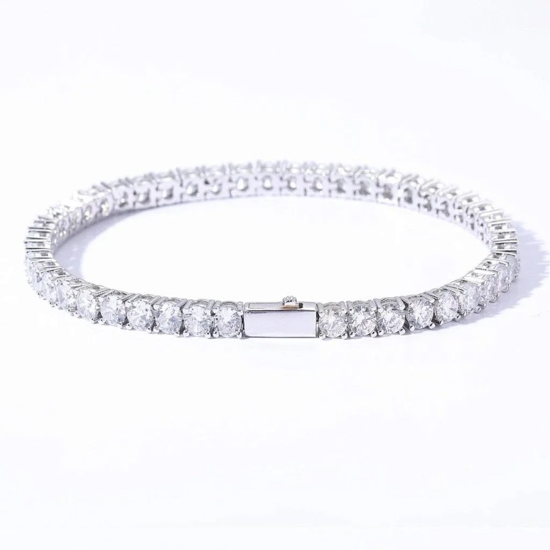 Gold-Tone Tennis Bracelet with Cubic Zirconia Cluster Design Bracelet
