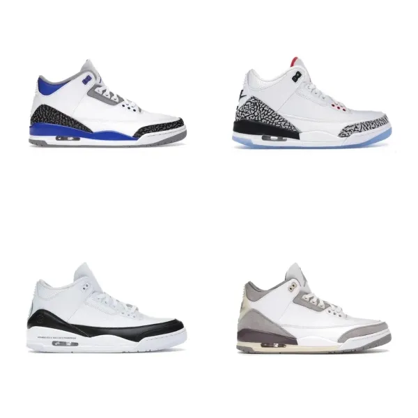 Air Jordan 3 White Royal Cement Sneakers - 2