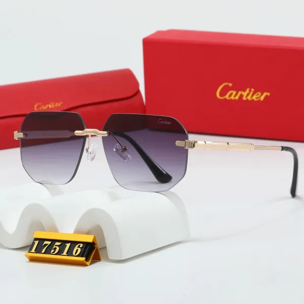 Cartier Sunglasses Rimless Geometric Gradient Purple Gold Frame Sunglasses - 1