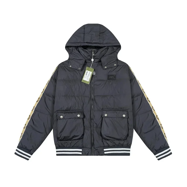 Gucci Down Jackets Hooded monogram puffer jacket product detail image 4