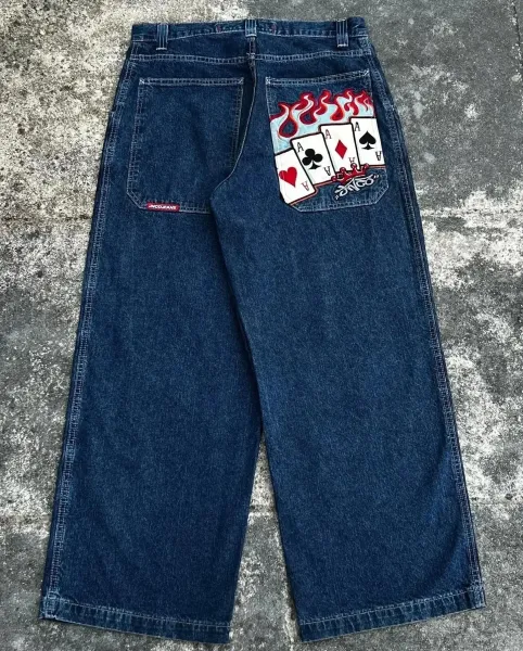 Wrighter Original Skull Patch Wide-Leg Jeans Charcoal - 8