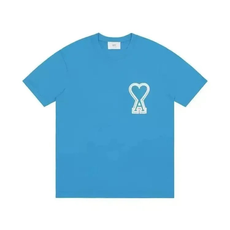 AMI Paris Heart Logo T-Shirt Sky Blue - 1