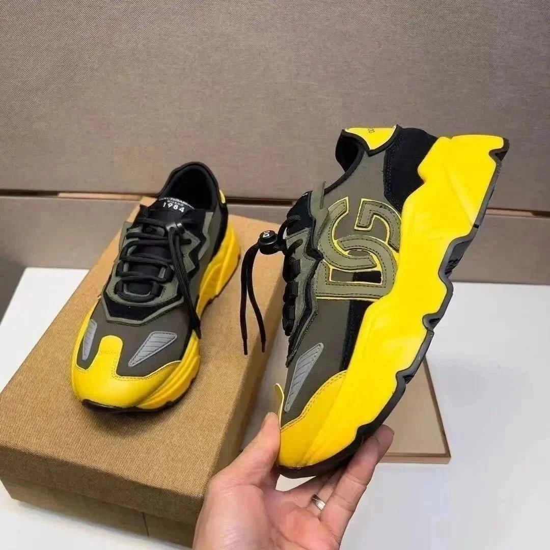 Dolce & Gabbana DG Logo Chunky Sneakers Yellow Black Olive - 1