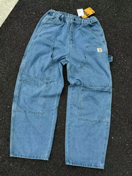 Carhartt Work In Progress Double Knee Carpenter Jeans Light Wash Blue - 5