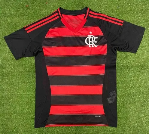 Flamengo Home Jersey Red and Black Striped Football Shirt - 1