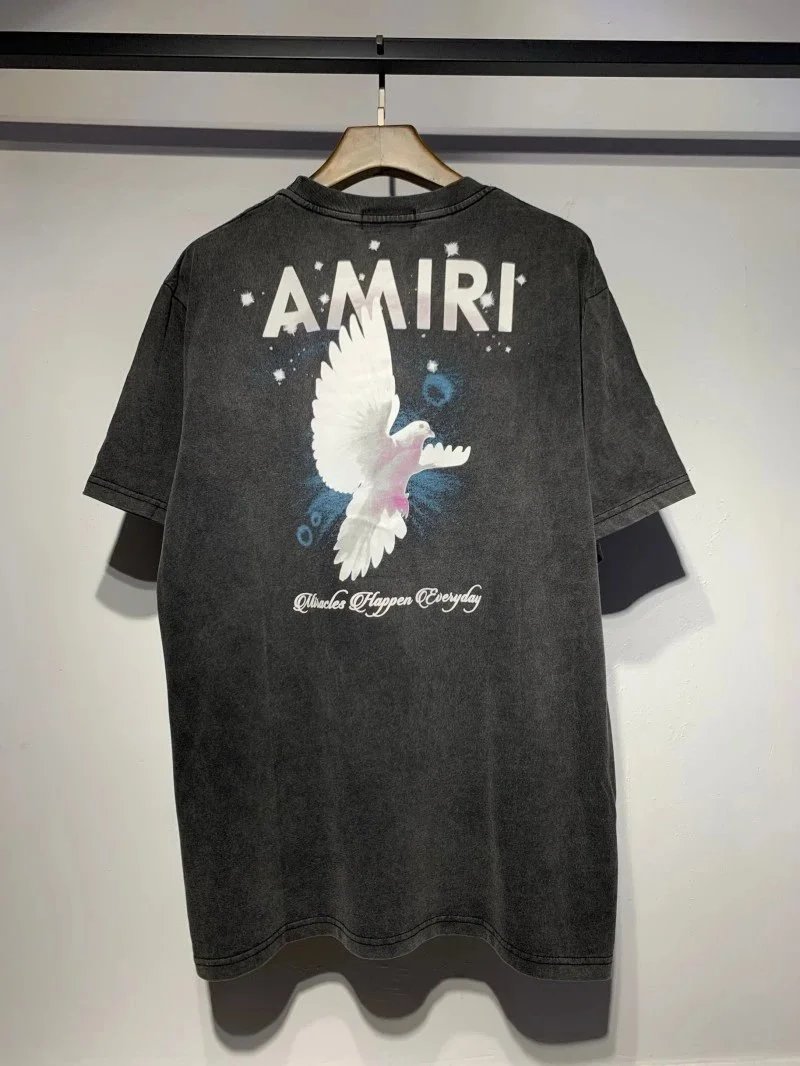 Amiri Dove Graphic Washed Black T-Shirt - 1