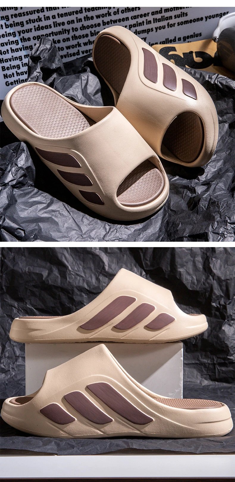 Adidas Slides White Black Slippers - 2