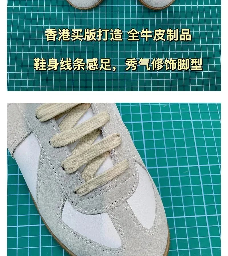 Maison Margiela Replica Sneakers Black Suede Cream Lace Rubber Sole Sneakers - 8