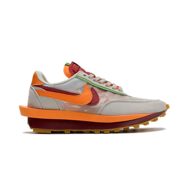 Nike x Sacai LDWaffle Orange Burgundy Gray Sneakers - 1