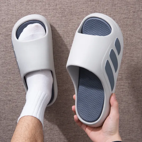 Adidas-Style Chunky Slide Sandals Gray/Blue Slippers - 1