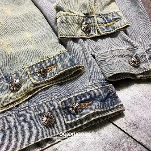Chrome Hearts Jackets Embroidered Cross Patch Denim Jacket product detail image 2