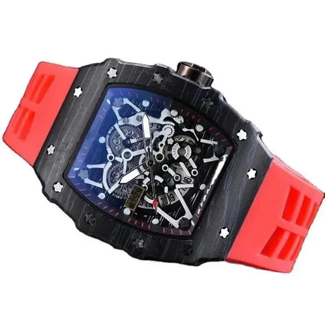 Richard Mille Watches Skeleton Tonneau Watch with Silicone Strap product detail image 6