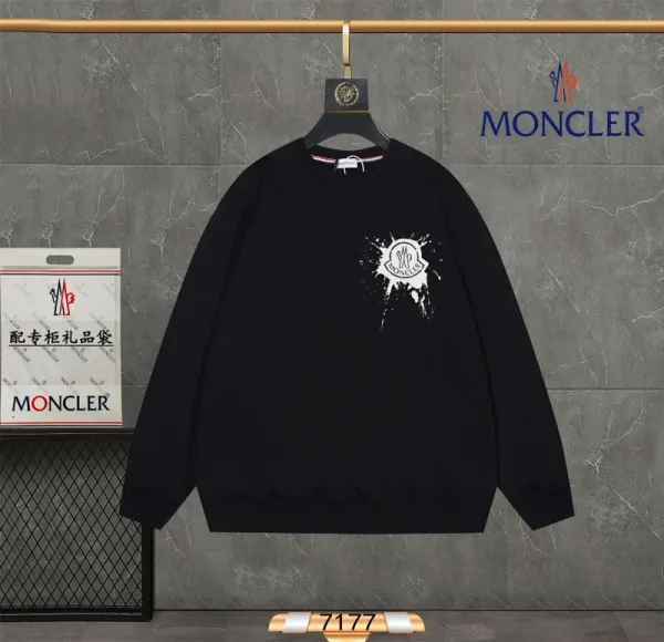 Moncler Paint Splatter Logo Black Hoodie - 1