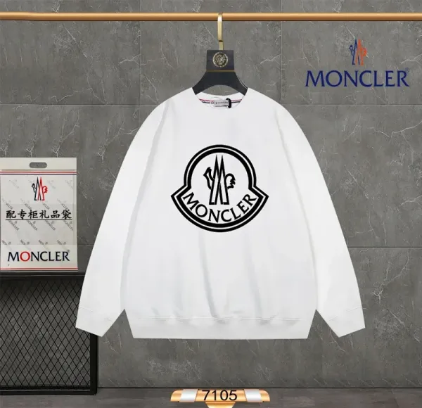 Moncler Logo Print White Hoodie - 1