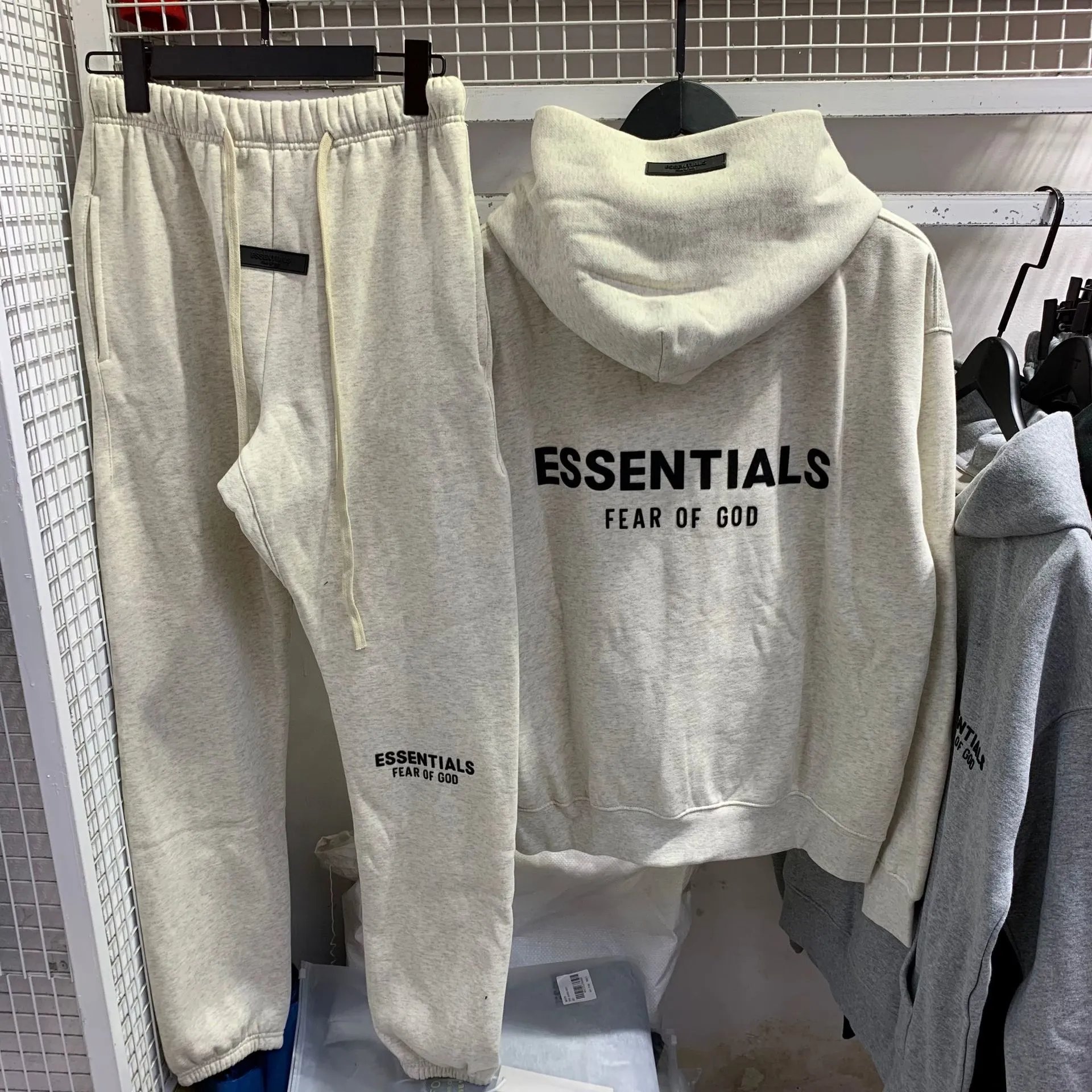 Fear of God Essentials Beige Hoodie and Sweatpants Set