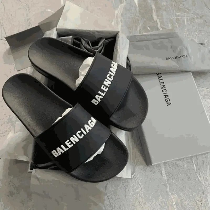 Balenciaga Black Logo Slides