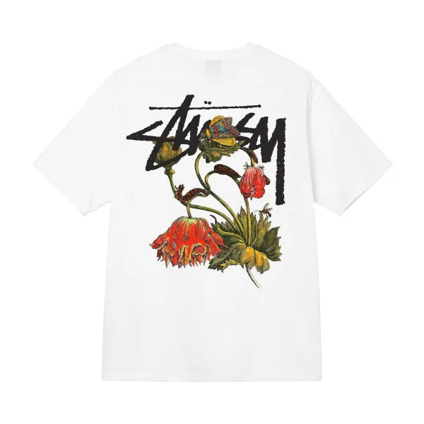 Stüssy Floral Script T-Shirt White - 1