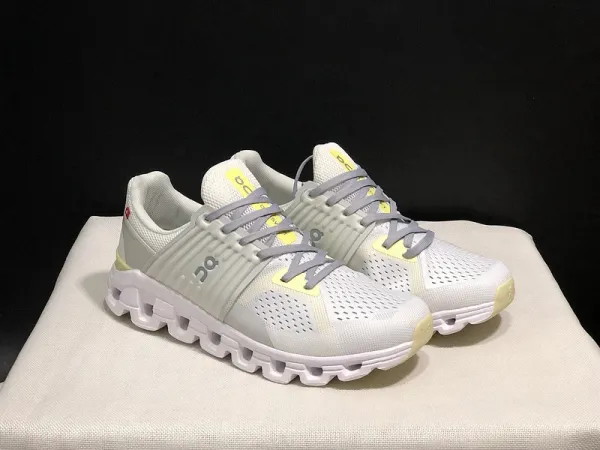 On Cloud X 3 Light Gray Lime Green Running Shoes - 19