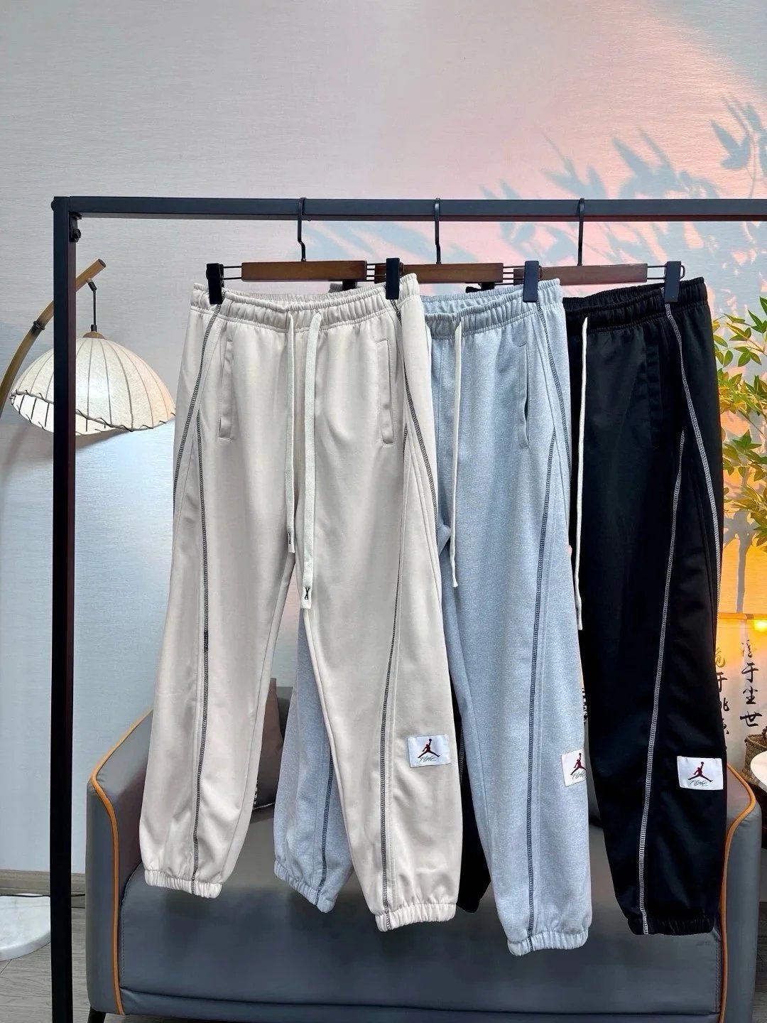 Air Jordan Sweatpants Beige with Contrast Stitching Sweatpants - 2