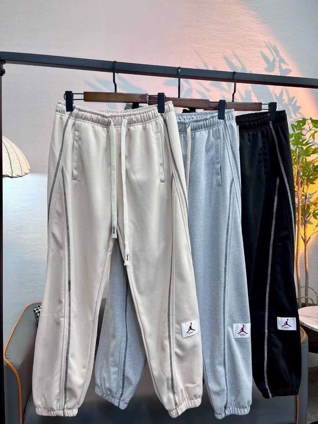 Air Jordan Sweatpants Beige with Contrast Stitching Sweatpants - 8
