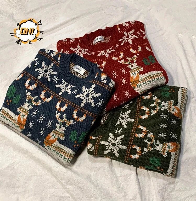 Corteiz Festive Reindeer Snowflake Knit Sweater Red - 7