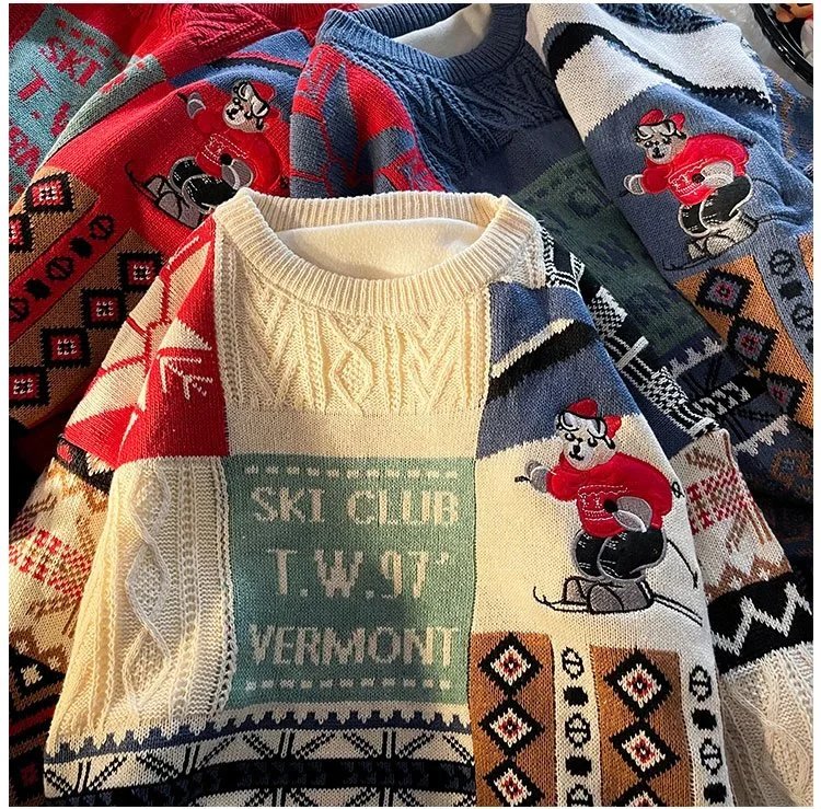 Multicolor Patchwork Ski Club Sweater - 6