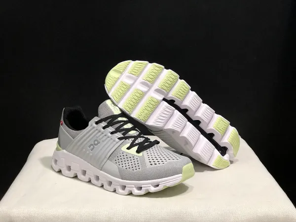 On Cloud X 3 Light Gray Lime Green Running Shoes - 9