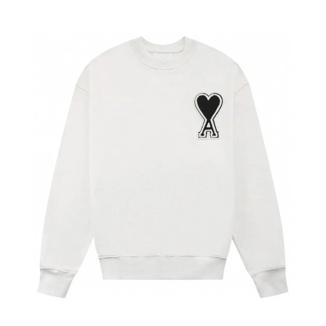 AMI Paris Heart Logo Crewneck Sweatshirt White - 1