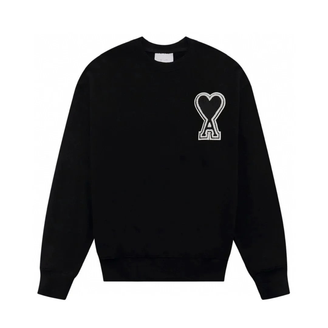 AMI Paris Heart Logo Black Crewneck Sweatshirt - 1