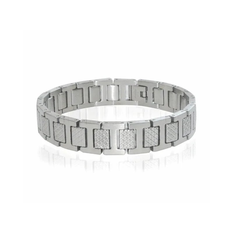 Stainless Steel Textured Link Bracelet Silver Bracelet