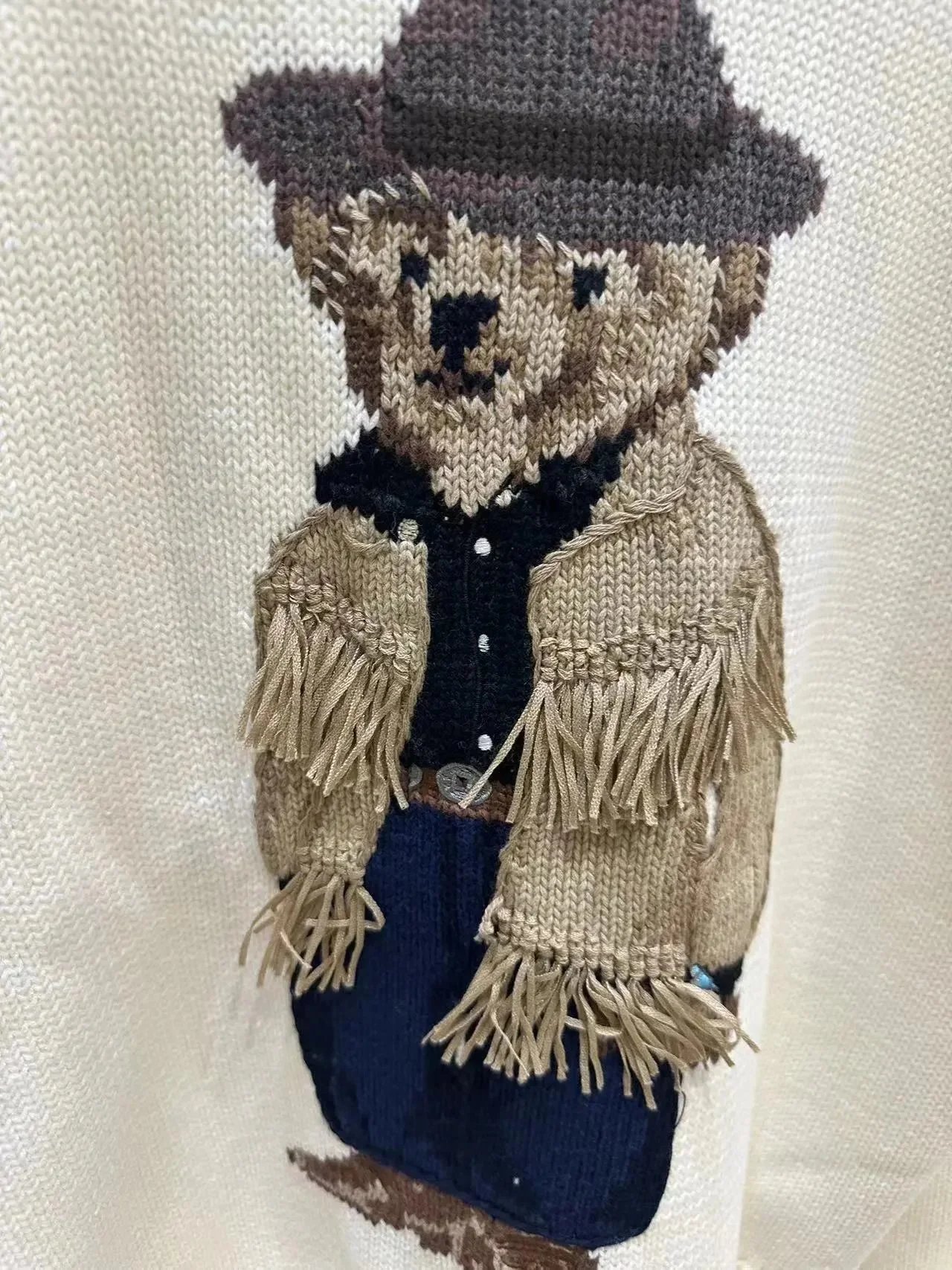 Ralph Lauren Polo Bear Cowboy Sweater Cream - 9